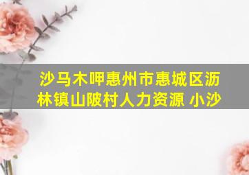 沙马木呷惠州市惠城区沥林镇山陂村人力资源 小沙